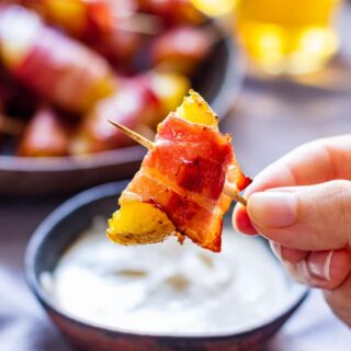 Bacon wrapped baby potatoes appetizer