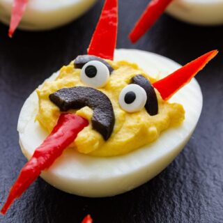 Halloween devil deviled eggs