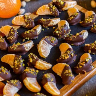 Homemade chocolate dipped mandarin slices