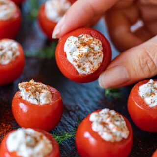 Stuffed cherry tomatoes with cream cheese