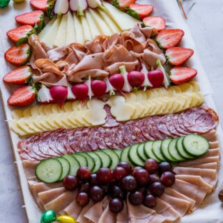 Egg shaped charcuterie board for Easter